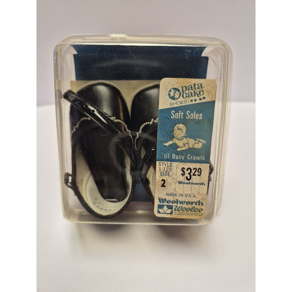 Antique Baby Shoes Pata cake In Package With Receipt Woolworth size 2
